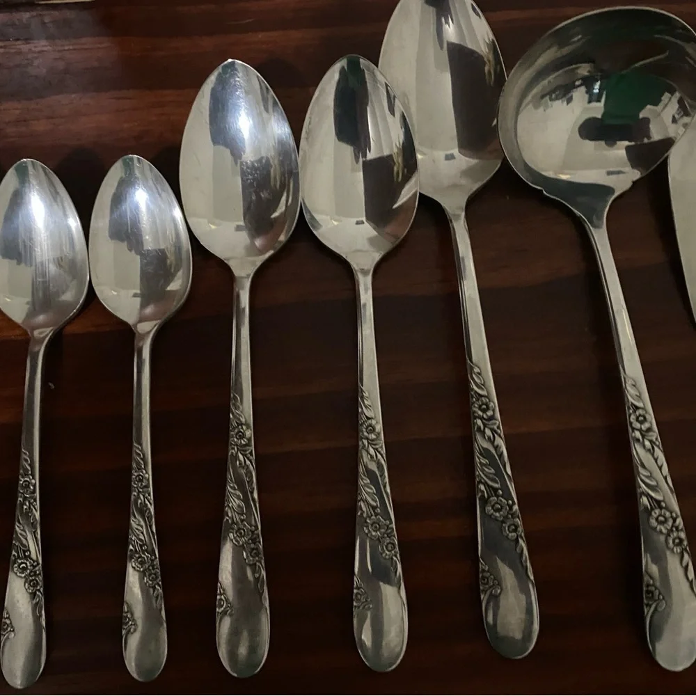 VTG 17 Piece 1950 Oneida Tudor Plate Community Bridal Wreath Floral Pattern